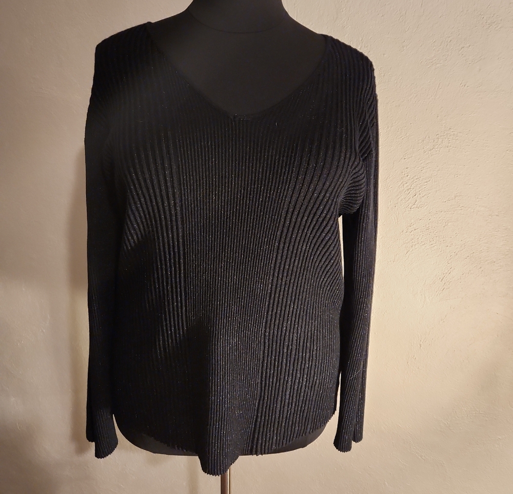 Alfani Women's Black V-Neck Ribbed Knit Sweater 3X